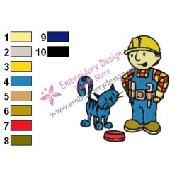 Bob The Builder and Pilchard Embroidery Design